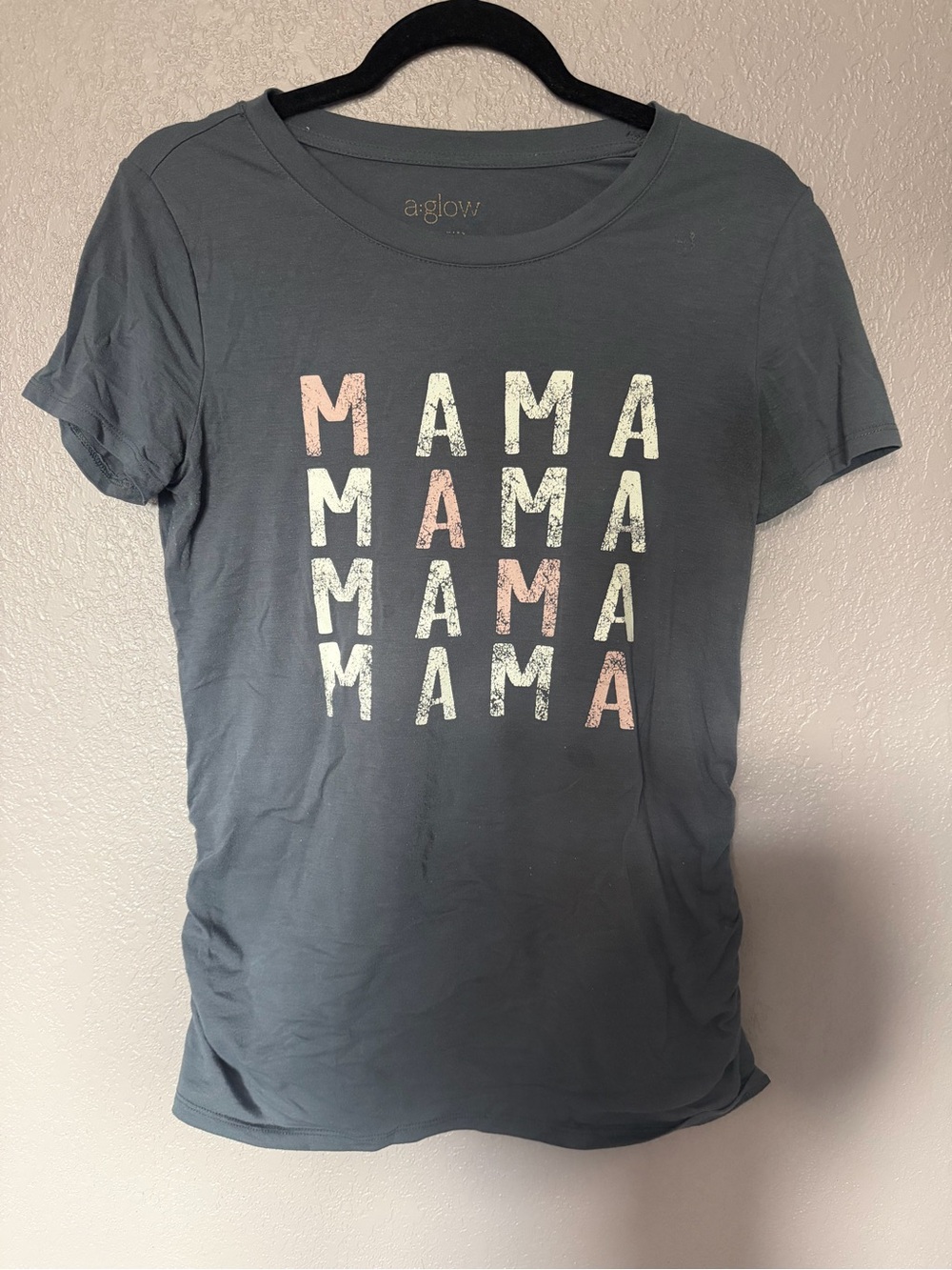 a:glow Short-Sleeve 'MAMA' Graphic Tee in Charcoal with Blush Accents
